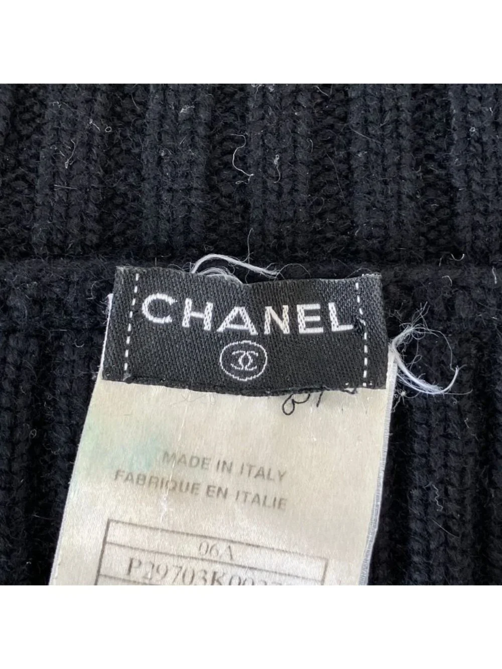 Chanel Cashmere 100% CC Logo Wide Rib Knit Zip Jacket 34 Black